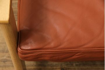 デンマークビンテージ　超美品　オーク材　Fredericia(フレデリシア)　SOREN HOLST(ソーレン・ホルスト)　レザー(本革)　3人掛けソファ(三人掛け、ヴィンテージ)(R-055423)