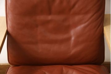 デンマークビンテージ　超美品　オーク材　Fredericia(フレデリシア)　SOREN HOLST(ソーレン・ホルスト)　レザー(本革)　ハイバックイージーチェア(1人掛けソファ、アームソファ、一人掛け、ヴィンテージ、リクライニング、北欧)(R-055424)