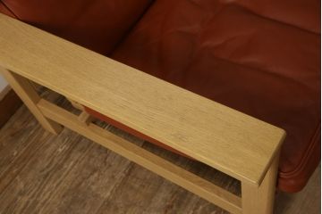 デンマークビンテージ　超美品　オーク材　Fredericia(フレデリシア)　SOREN HOLST(ソーレン・ホルスト)　レザー(本革)　ハイバックイージーチェア(1人掛けソファ、アームソファ、一人掛け、ヴィンテージ、リクライニング、北欧)(R-055424)