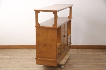 和製ビンテージ　民芸家具　上品な木味が魅力的な屋久杉製飾り棚(茶棚、戸棚、収納棚、ヴィンテージ)(R-055458)