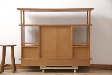 和製ビンテージ　民芸家具　上品な木味が魅力的な屋久杉製飾り棚(茶棚、戸棚、収納棚、ヴィンテージ)(R-055458)