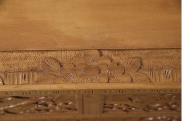 中古　美品　軽井沢彫り　伝統工芸　咲き誇る桜の彫刻が美しいドレッシングチェスト(ドレッサー、鏡台、引き出し、ミラー)(R-055461)