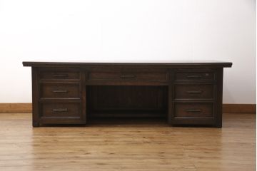 和製アンティーク　神戸洋家具　組立て式　脚が取り外せて文机にもなる2way両袖机(ニーホールデスク、ワークデスク、座机、在宅ワーク、在宅用文机)(R-055463)