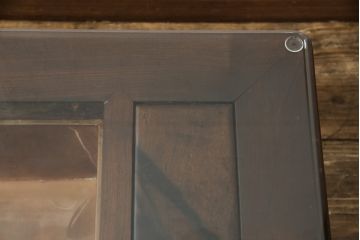 和製アンティーク　明治〜大正期　欅(ケヤキ)材・黒柿材　和の風情溢れるガラス天板付き関西火鉢(囲炉裏、長火鉢、座卓、ローテーブル)(R-055469)