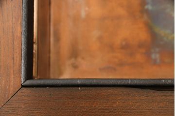 和製アンティーク　明治〜大正期　欅(ケヤキ)材・黒柿材　和の風情溢れるガラス天板付き関西火鉢(囲炉裏、長火鉢、座卓、ローテーブル)(R-055469)