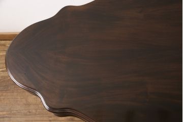 アンティーク家具　フランスアンティーク　マホガニー材　バルボスレッグ　優雅な彫りの装飾が魅力的なテーブル(ダイニングテーブル、コーヒーテーブル、カフェテーブル)(R-055470)