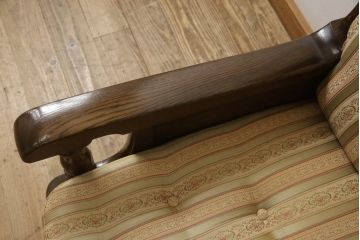 中古　美品　横浜クラシック家具　ノックオンウッド(knockonwood)　コロニアルシリーズ(Hand Made)　英国の伝統スタイルであるウィングバックが印象的な1人掛けソファ(定価約31万円)(ウイングバック、ウィングチェア、1P、アームチェア、一人掛け)(R-055504)
