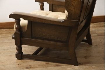 中古　美品　横浜クラシック家具　ノックオンウッド(knockonwood)　コロニアルシリーズ(Hand Made)　英国の伝統スタイルであるウィングバックが印象的な1人掛けソファ(定価約31万円)(ウイングバック、ウィングチェア、1P、アームチェア、一人掛け)(R-055504)