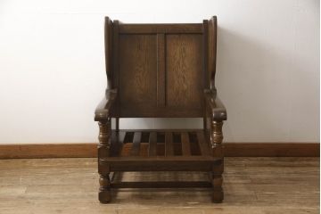 中古　横浜クラシック家具　ノックオンウッド(knockonwood)　コロニアルシリーズ(Hand Made)　英国の伝統スタイルであるウィングバックが印象的な1人掛けソファ(定価約31万円)(ウイングバック、ウィングチェア、1P、アームチェア、一人掛け)(R-055505)