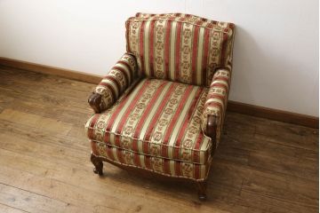 中古　超美品　DREXEL HERITAGE(ドレクセルヘリテイジ)　小花の柄がクラシカルな雰囲気を醸し出す1人掛けソファ+オットマンセット(アームチェア、1Pソファ、一人掛けソファ)(R-055519)
