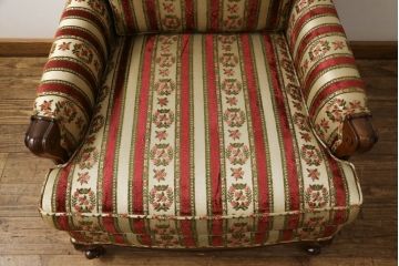 中古　超美品　DREXEL HERITAGE(ドレクセルヘリテイジ)　小花の柄がクラシカルな雰囲気を醸し出す1人掛けソファ+オットマンセット(アームチェア、1Pソファ、一人掛けソファ)(R-055519)
