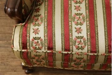 中古　超美品　DREXEL HERITAGE(ドレクセルヘリテイジ)　小花の柄がクラシカルな雰囲気を醸し出す1人掛けソファ+オットマンセット(アームチェア、1Pソファ、一人掛けソファ)(R-055519)