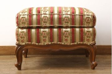 中古　超美品　DREXEL HERITAGE(ドレクセルヘリテイジ)　小花の柄がクラシカルな雰囲気を醸し出す1人掛けソファ+オットマンセット(アームチェア、1Pソファ、一人掛けソファ)(R-055519)