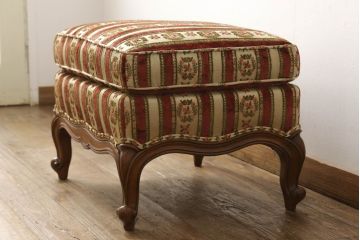 中古　超美品　DREXEL HERITAGE(ドレクセルヘリテイジ)　小花の柄がクラシカルな雰囲気を醸し出す1人掛けソファ+オットマンセット(アームチェア、1Pソファ、一人掛けソファ)(R-055519)