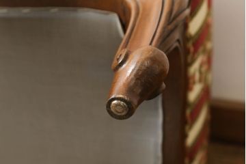 中古　超美品　DREXEL HERITAGE(ドレクセルヘリテイジ)　小花の柄がクラシカルな雰囲気を醸し出す1人掛けソファ+オットマンセット(アームチェア、1Pソファ、一人掛けソファ)(R-055519)