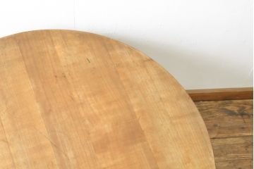中古　岩手岩泉・純木家具　桜材　和・洋どちらのお部屋にも合う!テーブルにも座卓にもなる2way丸テーブル(ちゃぶ台、座卓、コーヒーテーブル、サイドテーブル)(R-055526)