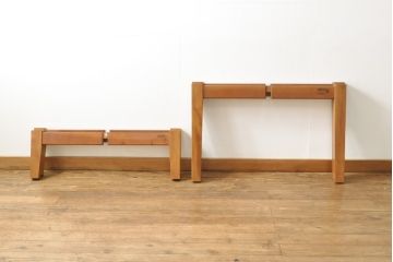 中古　岩手岩泉・純木家具　桜材　和・洋どちらのお部屋にも合う!テーブルにも座卓にもなる2way丸テーブル(ちゃぶ台、座卓、コーヒーテーブル、サイドテーブル)(R-055526)