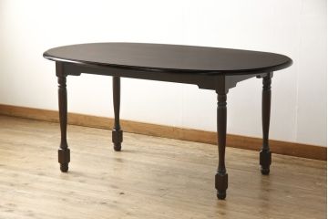 中古　北海道民芸家具　希少な絶版品!　深みのある色合いが美しいダイニングテーブル(食卓)(R-055529)