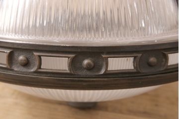 フランスアンティーク　極上品!!　凝ったつくりが魅力的な真鍮製フレームの天井照明(吊り下げ照明、ペンダントライト、シェード)(R-055559)