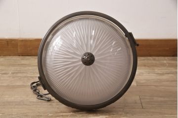 フランスアンティーク　極上品!!　凝ったつくりが魅力的な真鍮製フレームの天井照明(吊り下げ照明、ペンダントライト、シェード)(R-055559)