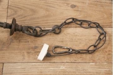 フランスアンティーク　極上品!!　凝ったつくりが魅力的な真鍮製フレームの天井照明(吊り下げ照明、ペンダントライト、シェード)(R-055559)
