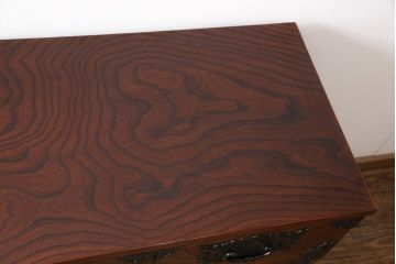 中古　美品　岩谷堂箪笥　迫力のある杢目と金具が存在感を放つ整理箪笥(衣装箪笥、引き出し、サイドチェスト)(R-055569)