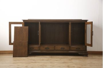 中古　美品　横浜クラシック家具　ノックオンウッド(knockonwood)　Hand Made　上品なデザインが美しいサイドボード(定価約68万円)(戸棚、収納棚、キャビネット)(R-055599)