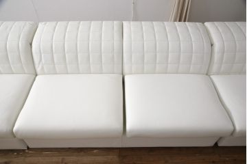 中古　展示美品　トニーノ・ランボルギーニ(Tonino Lamborghini)　白総革　オーストリッチ　クッション4個付き　6人掛けソファ(レザー、2人掛けソファ、4人掛けソファ)(定価約1000万円)(R-055613)