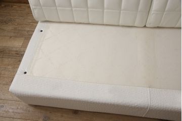 中古　展示美品　トニーノ・ランボルギーニ(Tonino Lamborghini)　白総革　オーストリッチ　クッション4個付き　6人掛けソファ(レザー、2人掛けソファ、4人掛けソファ)(定価約1000万円)(R-055613)