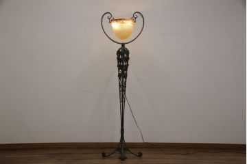 フランスアンティーク　Oegupデザイン　アールヌーヴォー　ヴィトリフィカシオン彩ガラス　空間のアクセントになるフロアスタンド(スタンド照明、シェード、アールヌーボー)(検索ワード:ミューラー兄弟)(R-055618)