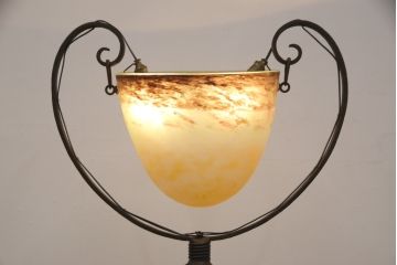 フランスアンティーク　Oegupデザイン　アールヌーヴォー　ヴィトリフィカシオン彩ガラス　空間のアクセントになるフロアスタンド(スタンド照明、シェード、アールヌーボー)(検索ワード:ミューラー兄弟)(R-055618)