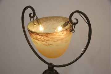 フランスアンティーク　Oegupデザイン　アールヌーヴォー　ヴィトリフィカシオン彩ガラス　空間のアクセントになるフロアスタンド(スタンド照明、シェード、アールヌーボー)(検索ワード:ミューラー兄弟)(R-055618)