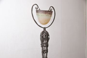 フランスアンティーク　Oegupデザイン　アールヌーヴォー　ヴィトリフィカシオン彩ガラス　空間のアクセントになるフロアスタンド(スタンド照明、シェード、アールヌーボー)(検索ワード:ミューラー兄弟)(R-055618)