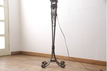 フランスアンティーク　Oegupデザイン　アールヌーヴォー　ヴィトリフィカシオン彩ガラス　空間のアクセントになるフロアスタンド(スタンド照明、シェード、アールヌーボー)(検索ワード:ミューラー兄弟)(R-055618)