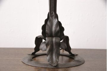 フランスアンティーク　アールヌーヴォー期　ミューラー兄弟(Muller Freres Luneville)　ヴィトリフィカシオン彩のガラスシェードが魅力的なスタンドライト(フロアスタンド、卓上照明)(R-055622)