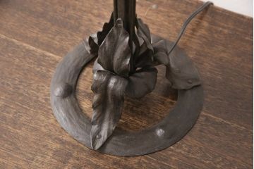 フランスアンティーク　アールヌーヴォー期　ミューラー兄弟(Muller Freres Luneville)　ヴィトリフィカシオン彩のガラスシェードが魅力的なスタンドライト(フロアスタンド、卓上照明)(R-055622)