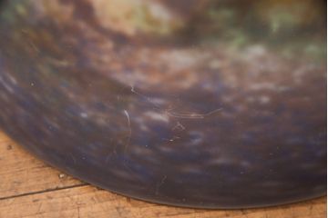 フランスアンティーク　アールヌーヴォー期　ミューラー兄弟(Muller Freres Luneville)　ヴィトリフィカシオン彩のガラスシェードが魅力的なスタンドライト(フロアスタンド、卓上照明)(R-055622)