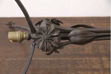 フランスアンティーク　アールヌーヴォー期　ミューラー兄弟(Muller Freres Luneville)　ヴィトリフィカシオン彩のガラスシェードが魅力的なスタンドライト(フロアスタンド、卓上照明)(R-055622)