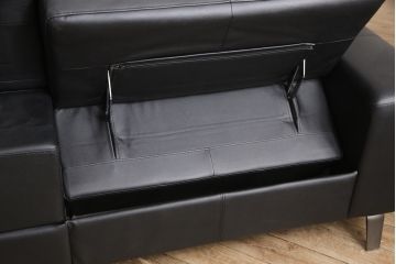 新品未使用　IDC大塚家具取り扱い　インターリバックス　ヒューゴ　本革　モダンでスタイリッシュなデザインが魅力の電動リクライニングソファセット(カウチソファ、2人掛けソファ、3人掛けソファ、レザー)(定価約55万円)(R-055633)