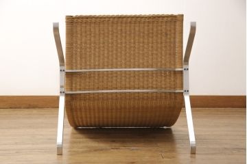 デンマークビンテージ　美品　E.Kold Christensen(コル・クリステンセン)　ポール・ケアホルムデザイン　　PK22　籐(ラタン)　くつろぎの空間を演出するイージーチェア(ラウンジチェア、1人掛けソファ、ヴィンテージ)(検索ワード:Ftitz Hansen フリッツハンセン)(R-055635)