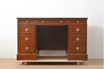 中古　美品　DREXEL HERITAGE(ドレクセルヘリテイジ)　重厚感ある佇まいが目を引くデスク(両袖デスク、机、在宅ワーク、在宅用ワークデスク)(R-055636)