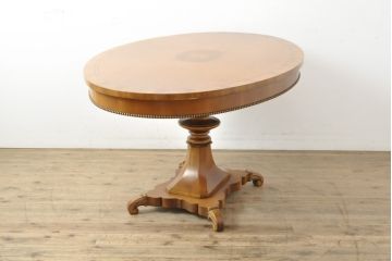 中古　美品　イタリア高級家具　メデア(Medea)　天板の模様がアクセントのダイニングテーブル(定価約80万円)(2人掛け、4人掛け)(R-055645)
