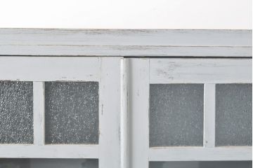 和製アンティーク　ペイントカラーが可愛らしいカップボード(キャビネット、食器棚、収納棚、戸棚)(R-055646)