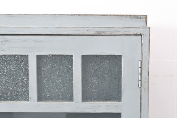 和製アンティーク　ペイントカラーが可愛らしいカップボード(キャビネット、食器棚、収納棚、戸棚)(R-055646)