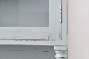 和製アンティーク　ペイントカラーが可愛らしいカップボード(キャビネット、食器棚、収納棚、戸棚)(R-055646)
