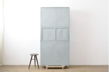 和製アンティーク　ペイントカラーが可愛らしいカップボード(キャビネット、食器棚、収納棚、戸棚)(R-055646)