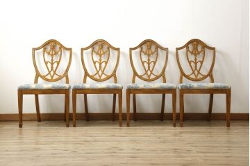 中古　美品　DREXEL HERITAGE(ドレクセルヘリテイジ)　上品な雰囲気漂うダイニングチェア4脚セット(椅子、イス)(定価4脚で約72万円)(R-055654)