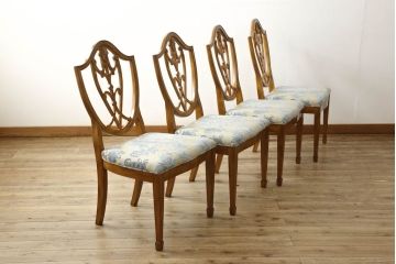 中古　美品　DREXEL HERITAGE(ドレクセルヘリテイジ)　上品な雰囲気漂うダイニングチェア4脚セット(椅子、イス)(定価4脚で約72万円)(R-055654)