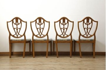 中古　美品　DREXEL HERITAGE(ドレクセルヘリテイジ)　上品な雰囲気漂うダイニングチェア4脚セット(椅子、イス)(定価4脚で約72万円)(R-055654)