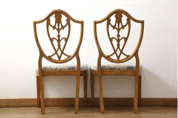 中古　美品　DREXEL HERITAGE(ドレクセルヘリテイジ)　上品な雰囲気漂うダイニングチェア2脚セット(椅子、イス)(定価2脚で約36万円)(R-055655)